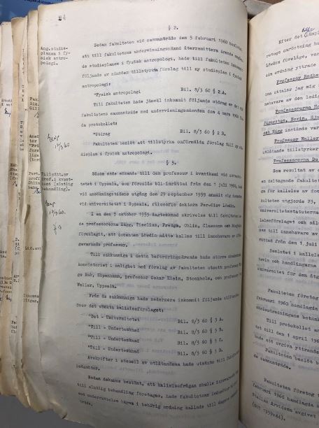 Löwdin Official document from when Per-Olov Löwdin got his job
