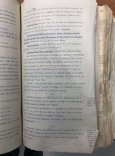Löwdin_1 Official document from when Per-Olov Löwdin got his job